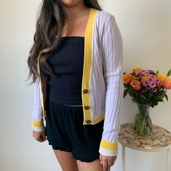 Free People Lavender & Yellow Cardigan - Picture 4 of 4